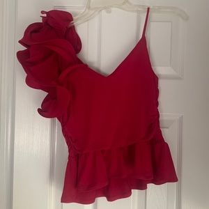 Red Ruffle shoulder camisole